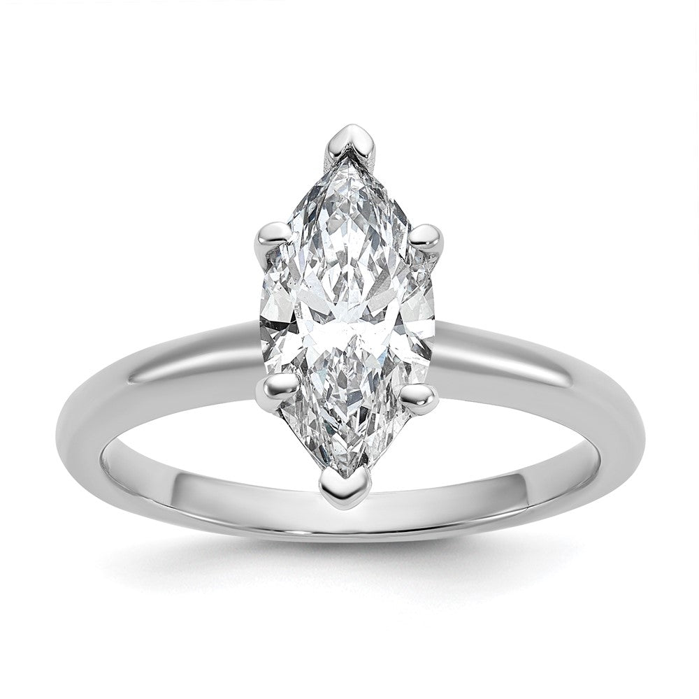 14K White Gold 1 1/2 carat Lab Grown Diamond VS+ F+ Marquise Solitaire Complete Engagement Ring