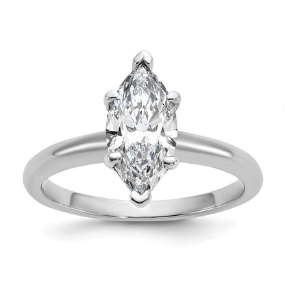 14K White Gold 1 1/2 carat Lab Grown Diamond VS+ F+ Marquise Solitaire Complete Engagement Ring