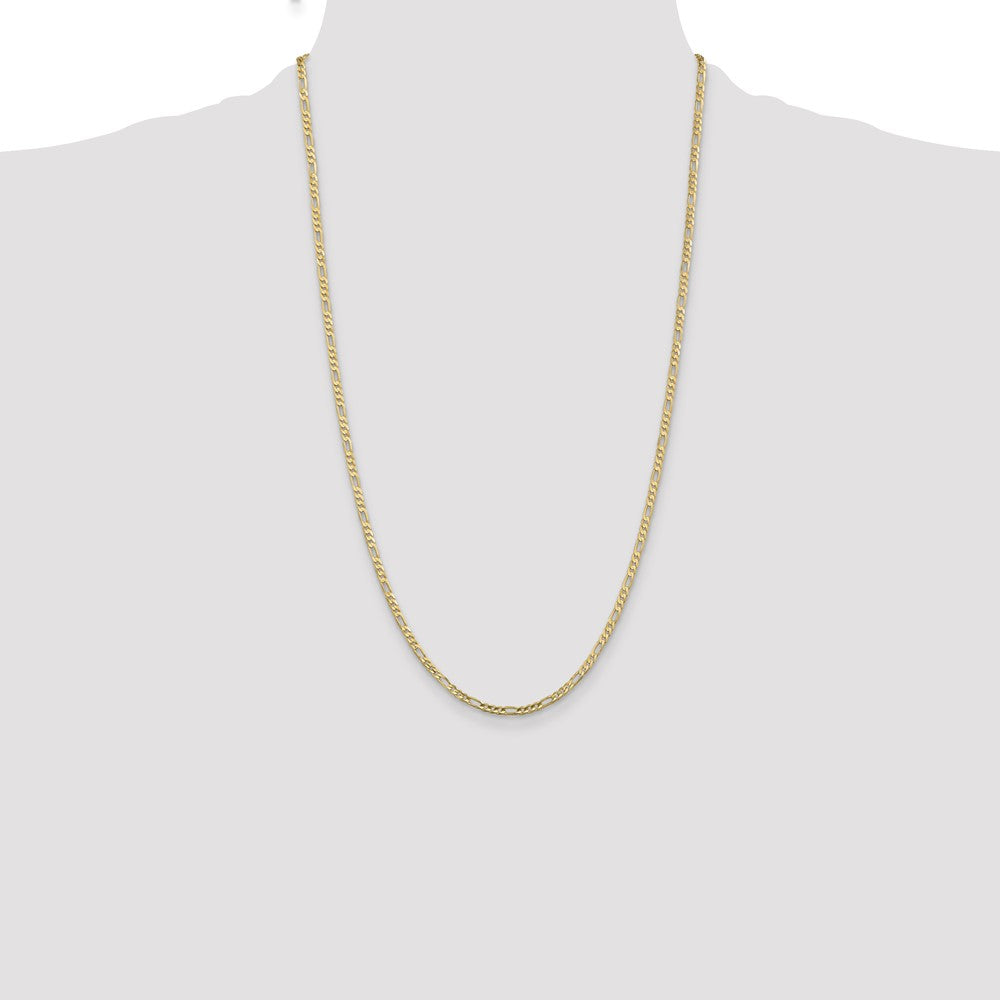10K Yellow Gold 3mm Flat Figaro 26 Inch Chain
