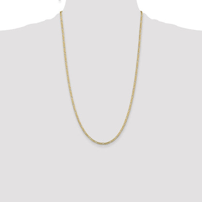10K Yellow Gold 3mm Flat Figaro 26 Inch Chain
