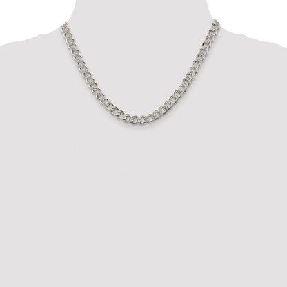 Sterling Silver Rhodium-plated 7.5mm Pav‚ Curb 18 Inch Chain