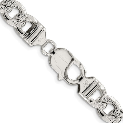 Sterling Silver Rhodium-plated 9.3mm Pav‚ Curb 24 Inch Chain