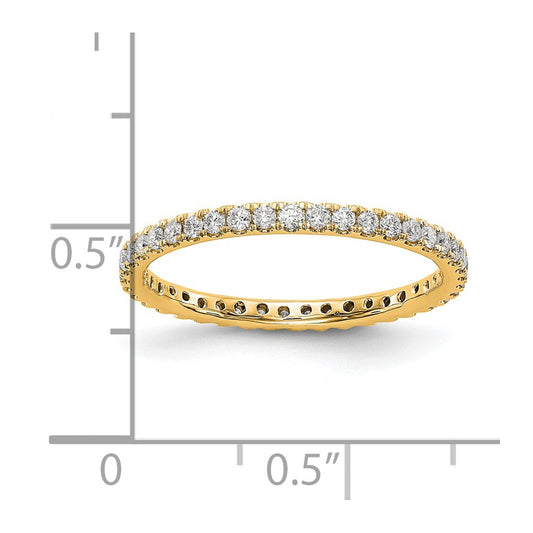 14K Yellow Gold Polished Size 7.5 U-Shared Prong 1/2 carat Diamond Complete Eternity Wedding Band Ring