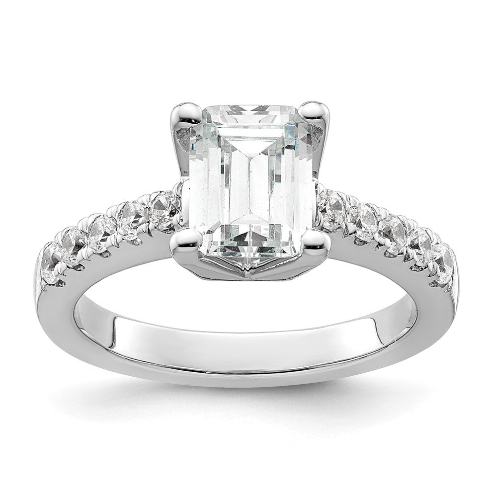 True Origin 14K White Gold 3/8 carat Lab Grown Diamond VS+ F+ Semi-Mount Emerald Engagement Ring