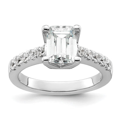 True Origin 14K White Gold 3/8 carat Lab Grown Diamond VS+ F+ Semi-Mount Emerald Engagement Ring