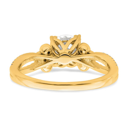 14K Yellow Gold Split Shank (Holds 1 carat (6.5mm) Round Center) 1/6 carat Diamond Semi-Mount Engagement Ring