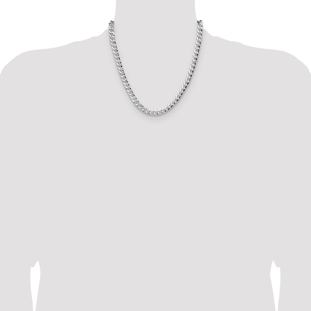 Sterling Silver 7.6mm Hammered Curb 20 Inch Chain