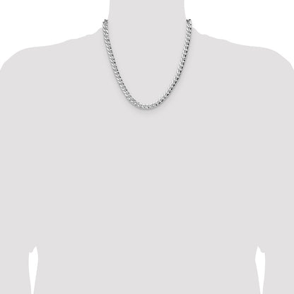 Sterling Silver 7.6mm Hammered Curb 20 Inch Chain