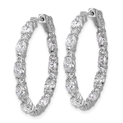 14K White Gold 5 1/4 carat Lab Grown Diamond VS+ F+ Oval and Round Complete In and Out Hoop Earrings
