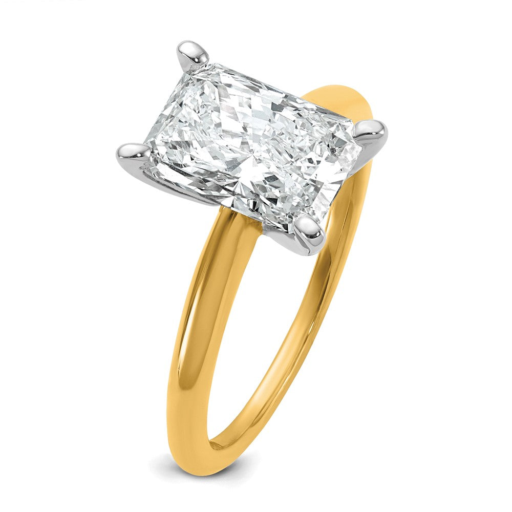 14K Two-Tone Gold Two-tone 2 1/2 carat Certified Lab Grown Diamond VS+ F+ Radiant Solitaire Complete Engagement Ring