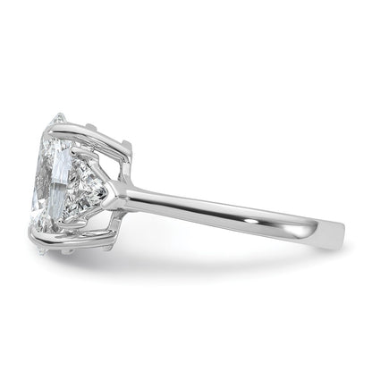 14K White Gold 4 1/8 carat Certified Lab Grown Diamond VS/SI+ G+ Complete Oval and Trillion Three Stone Engagement Ring