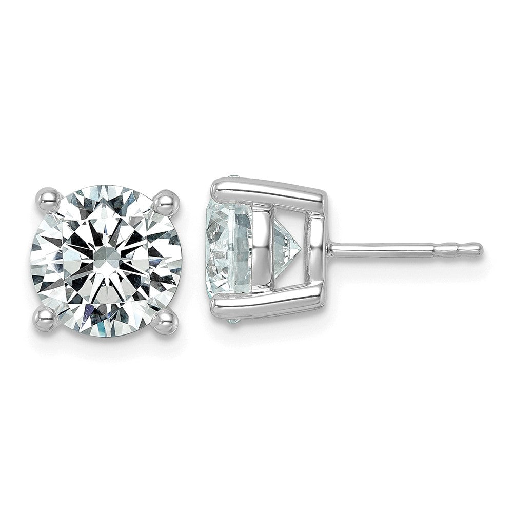 14K White Gold 6 carat Lab Grown Diamond VS+ F+ Round Complete Four Prong Lightweight Stud Earrings