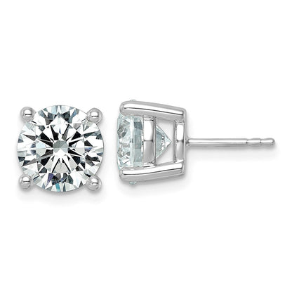 14K White Gold 6 carat Lab Grown Diamond VS+ F+ Round Complete Four Prong Lightweight Stud Earrings