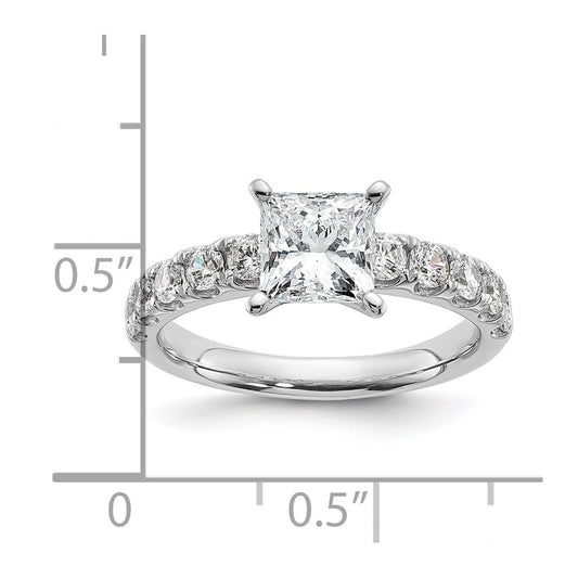 14K White Gold Certified 2 1/5 carat Lab Grown Diamond VS+ F+ Princess Complete Engagement Ring
