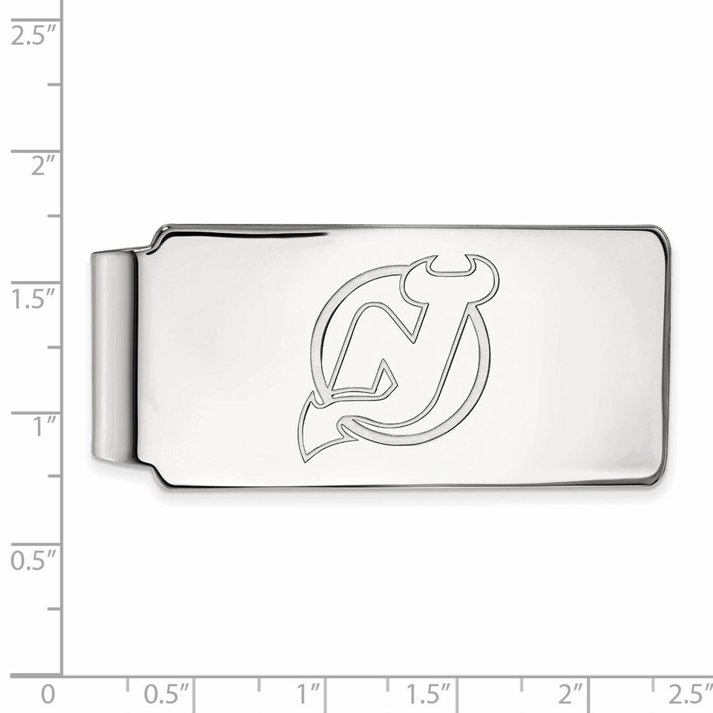 10K White Gold NHL LogoArt New Jersey Devils Money Clip