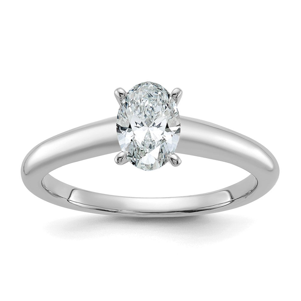 14K White Gold 3/4 carat Lab Grown Diamond VS+ F+ Oval Complete Solitaire Engagement Ring