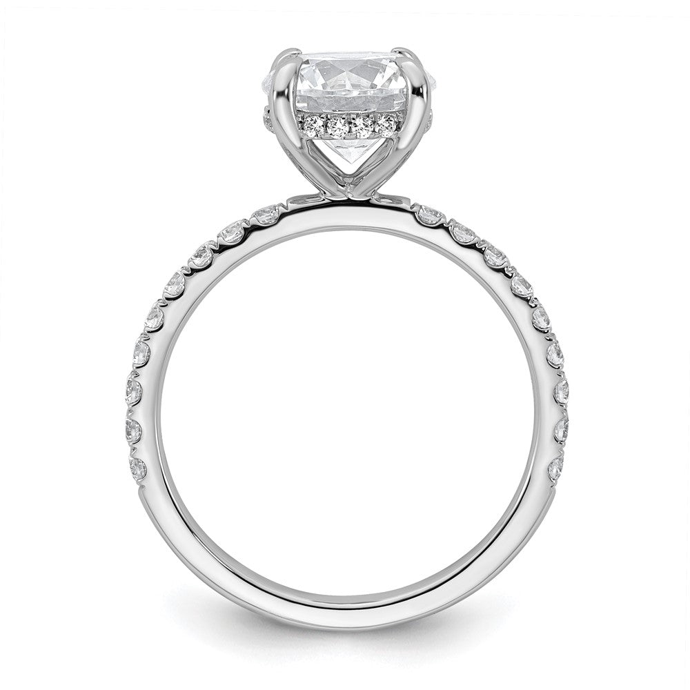 14K White Gold 2 3/8 carat Certified Lab Grown Diamond VS/SI+ G+ Round Complete Solitaire with Flair Engagement Ring