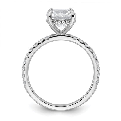 14K White Gold 2 3/8 carat Certified Lab Grown Diamond VS/SI+ G+ Round Complete Solitaire with Flair Engagement Ring