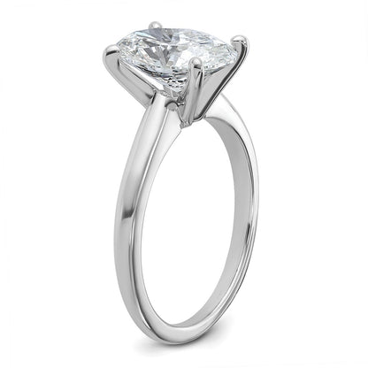 14K White Gold 2 1/2 carat Lab Grown Diamond VS+ F+ Oval Complete Solitaire Engagement Ring