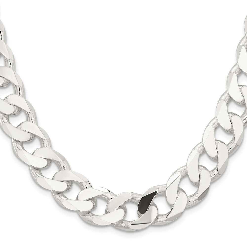 Sterling Silver Rhodium-plated 14.5mm Curb 28 Inch Chain