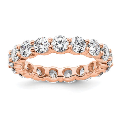 14K Rose Gold Polished Size 8.5 Shared Prong 4 carat Diamond Complete Eternity Wedding Band Ring