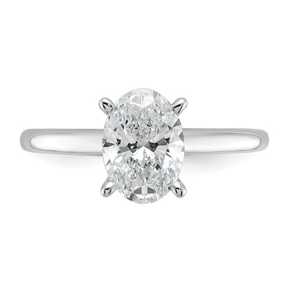 14K White Gold 1 1/2 carat Certified Lab Grown Diamond VS+ F+ Oval Complete Solitaire Engagement Ring