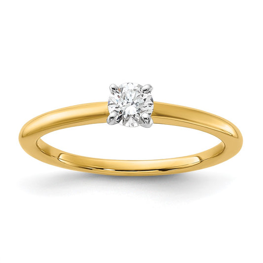 14K Two-Tone Gold 1/4 carat Certified Lab Grown Diamond VS/SI+ G+ Round Complete Solitaire Engagement Ring