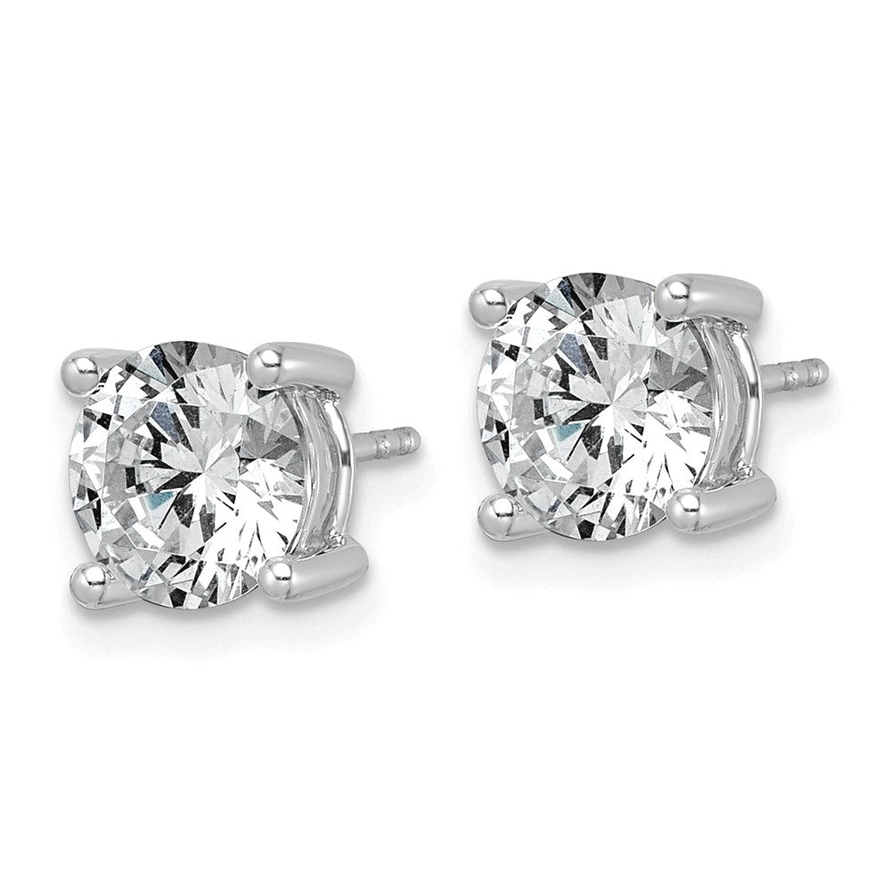 14K White Gold 3 carat Lab Grown Diamond VS/SI+ G+ Round Complete Four Prong Lightweight Stud Earrings