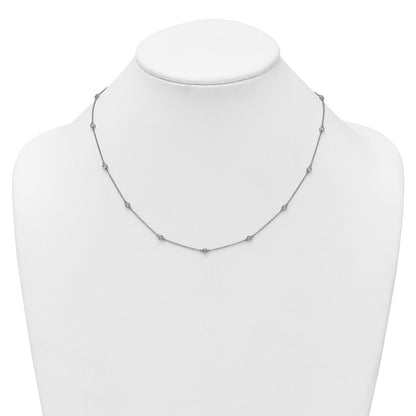 14K White Gold Complete 3/8 carat Bezel-set Diamond and Cable Chain 15-Station 18 Inch Necklace