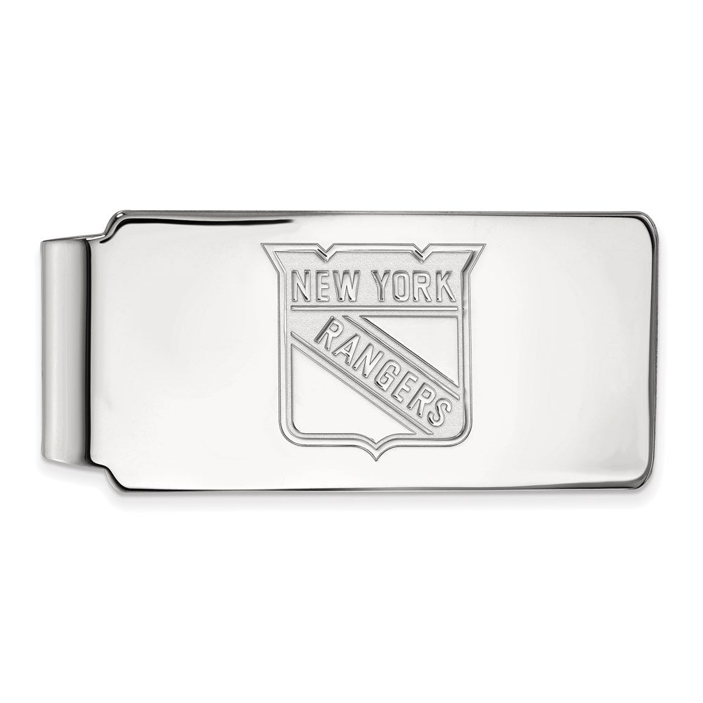 10K White Gold NHL LogoArt New York Rangers Money Clip