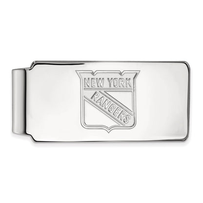 10K White Gold NHL LogoArt New York Rangers Money Clip
