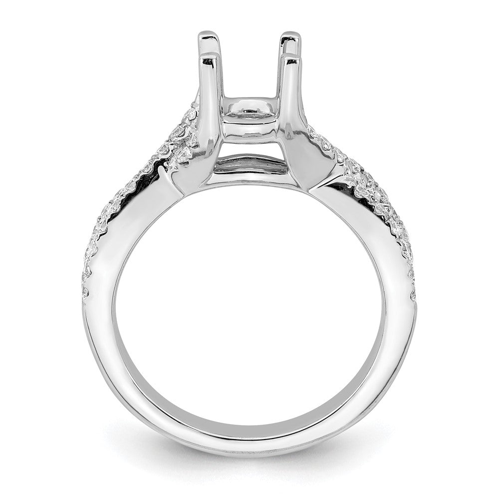 14K White Gold Criss-Cross (Holds 1 carat (6.5mm) Round Center) 3/8 carat Diamond Semi-mount Engagement Ring