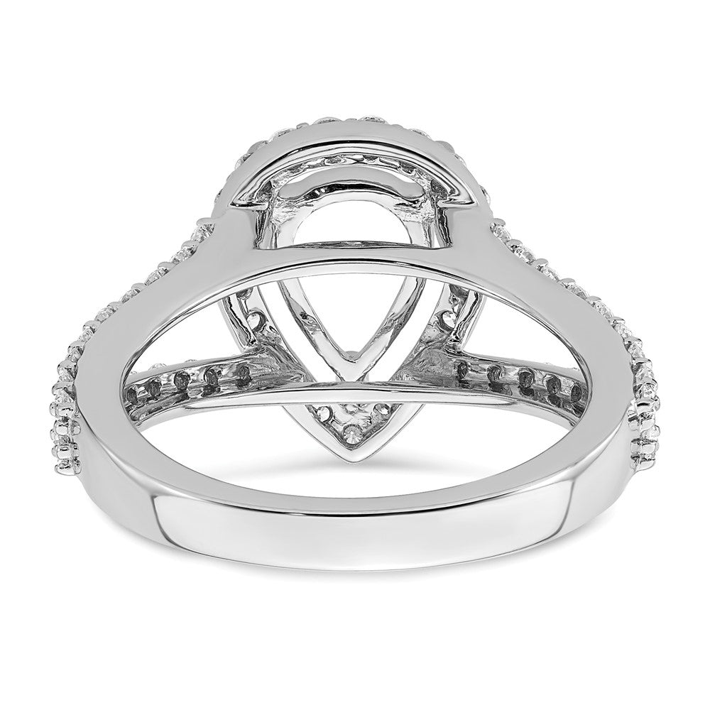 True Origin 14K White Gold 5/8 carat Lab Grown Diamond VS+ F+ Semi-Mount Pear Halo Engagement Ring
