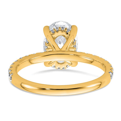 14K Yellow Gold 2 5/8 carat Certified Lab Grown Diamond VS/SI+ G+ Oval Complete Solitaire with Flair Engagement Ring
