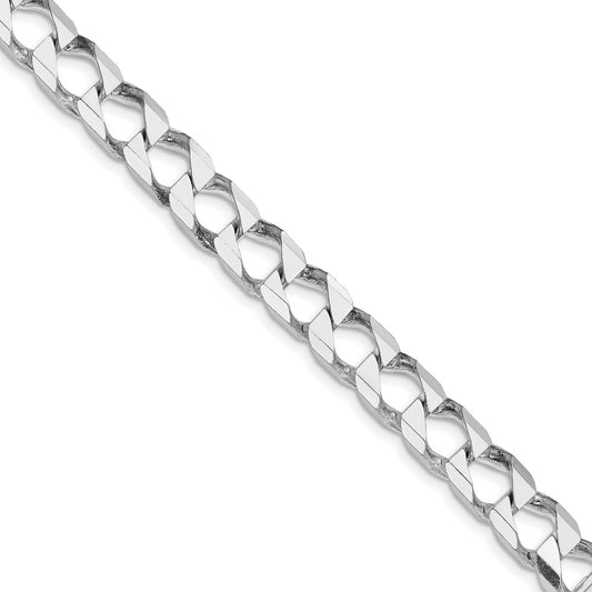 Sterling Silver Rhodium-plated 8.6mm D/C Square Curb 20 Inch Chain
