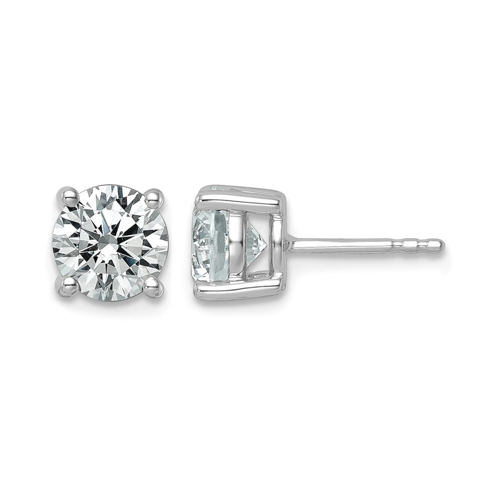 14K White Gold 2 1/2 carat Certified Lab Grown Diamond VS/SI+ G+ Round Complete Four Prong Lightweight Stud Earrings