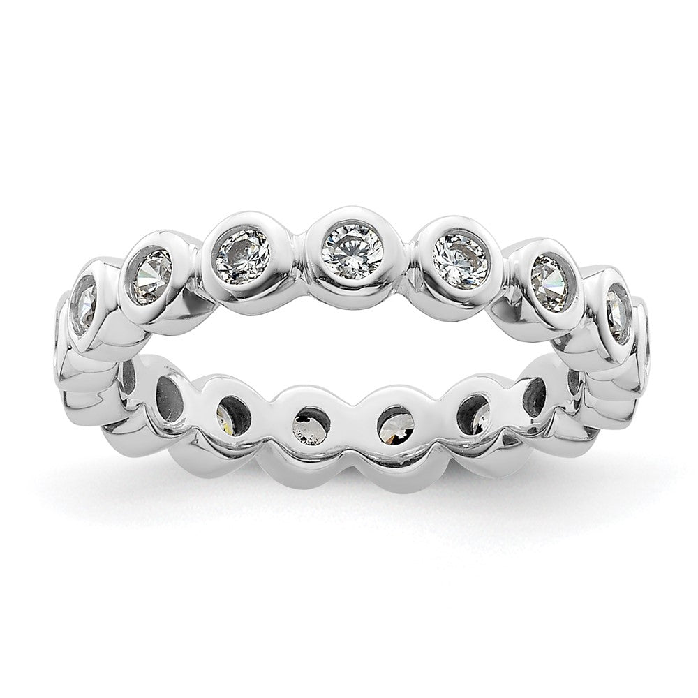 14K White Gold Polished Size 4.5 Bezel-set 1/2 carat Diamond Complete Eternity Wedding Band Ring
