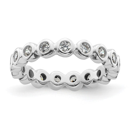 14K White Gold Polished Size 4.5 Bezel-set 1/2 carat Diamond Complete Eternity Wedding Band Ring