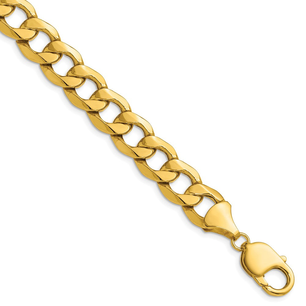 14K Yellow Gold 11.3mm Semi-Solid Curb 8 Inch Chain