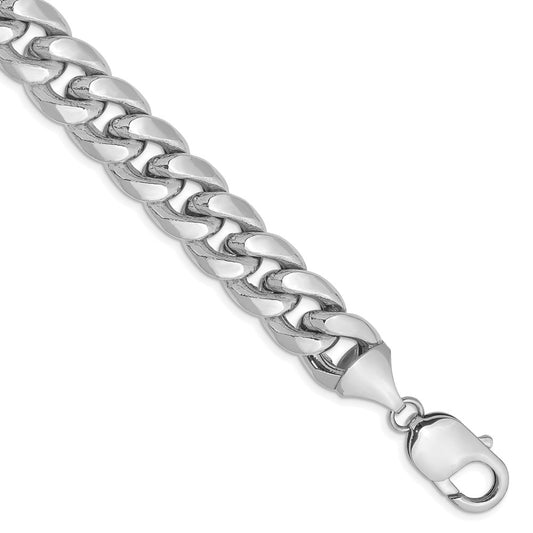 14K White Gold 11mm Semi-Solid Miami Cuban 9 Inch Chain