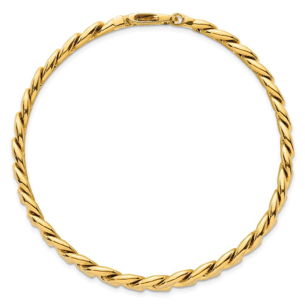 14K Yellow Gold with Rhodium Pave Textured 8.5mm Flat Curb Chain 8.5 Inch Mens Bracelet