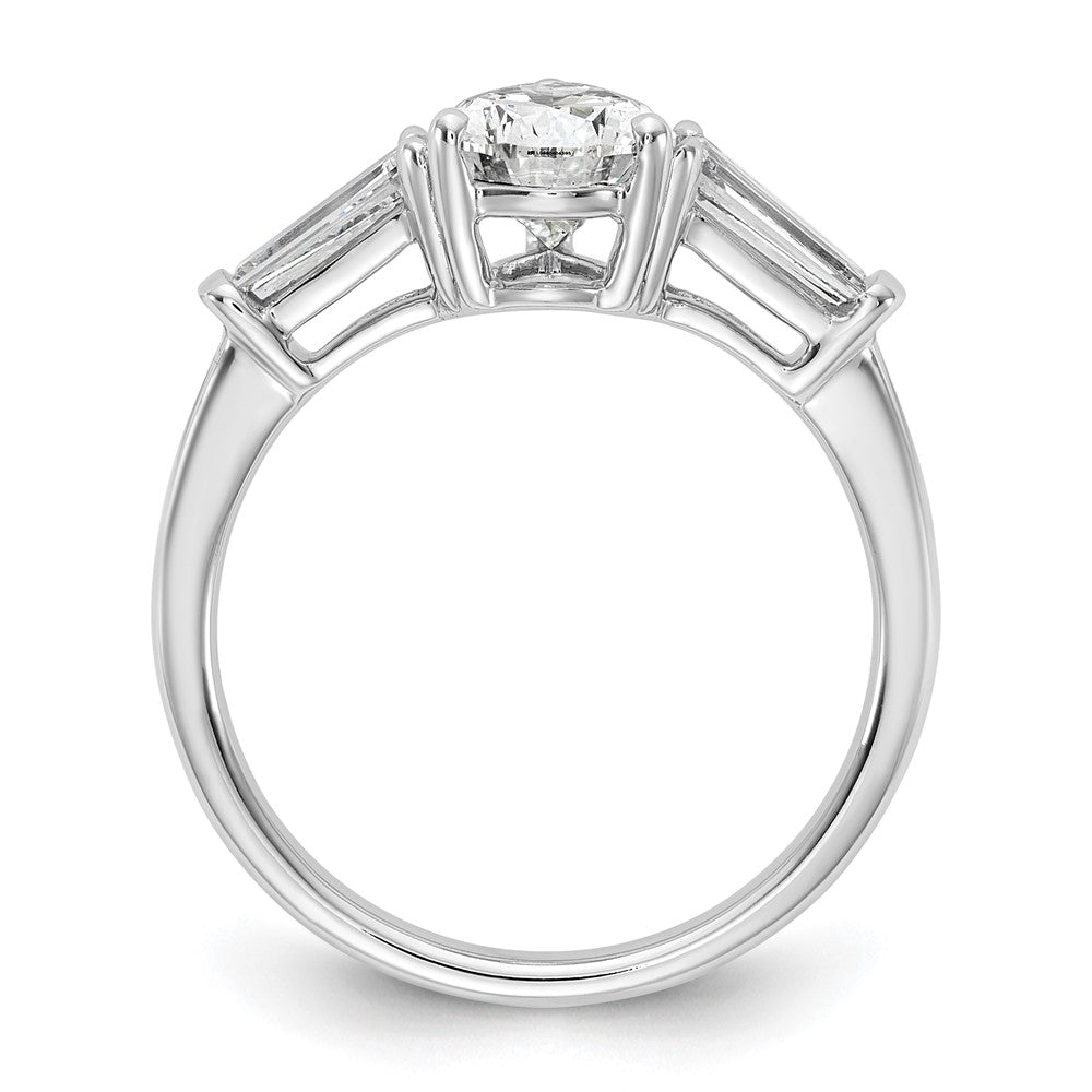 14K White Gold 2 carat Certified Lab Grown Diamond VS+ F+ Pear and Tapered Baguette Complete Engagement Ring