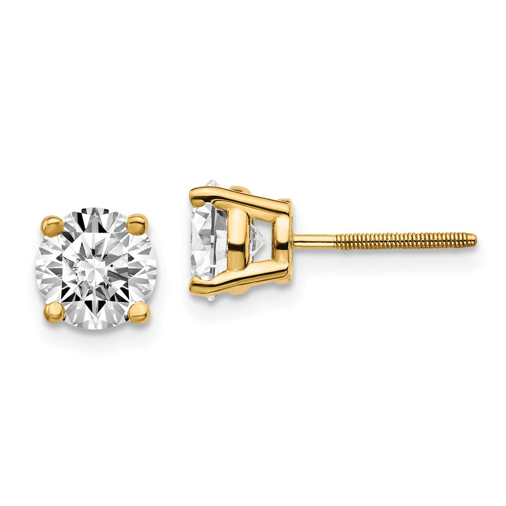 14K Yellow Gold 2 ctw Lab Grown Diamond VS/SI+ G+ Round 4 Prong Standard Wt Screwback Stud Earrings