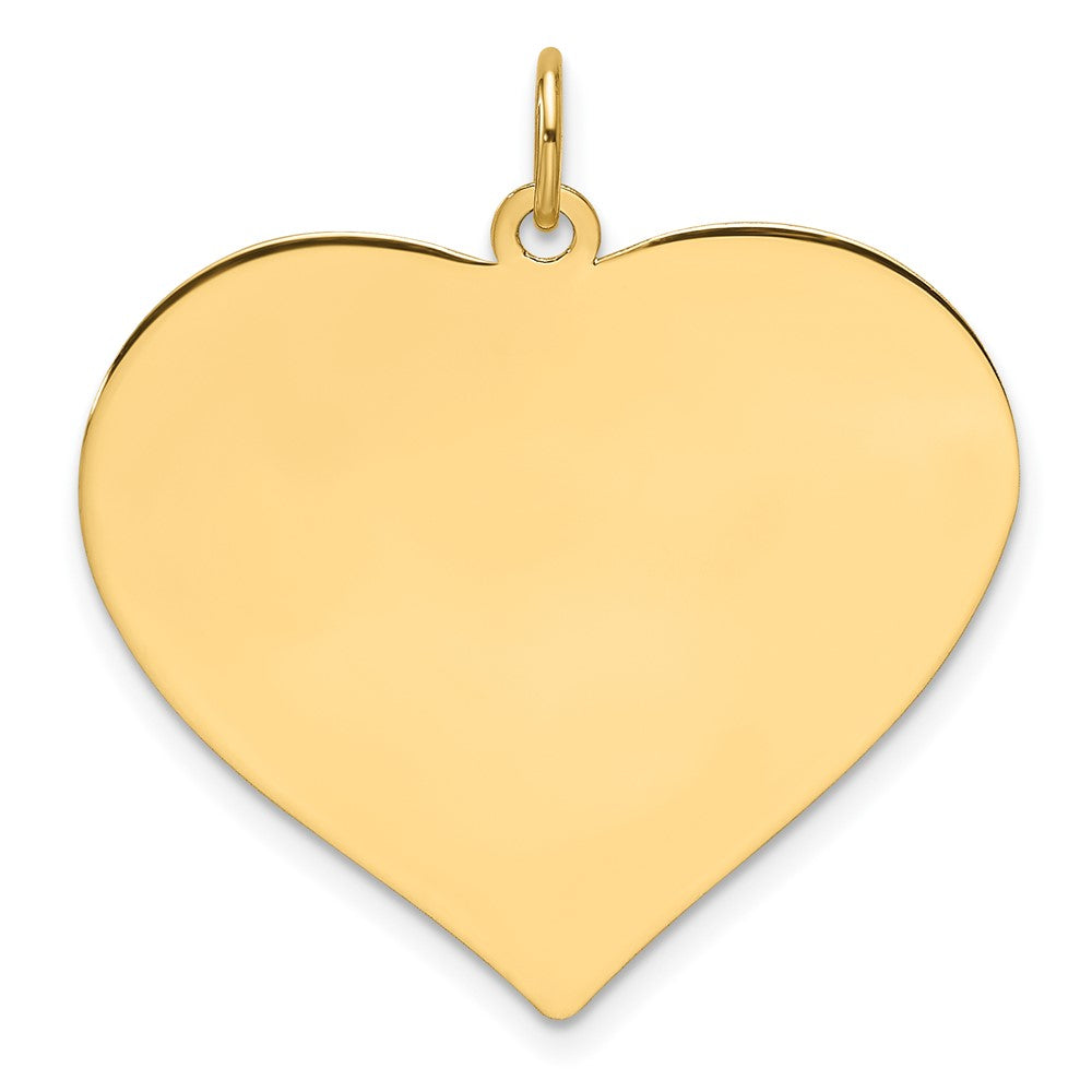 14K Yellow Gold Plain Engraveable Heart 25.7x28.9mm Disc Charm
