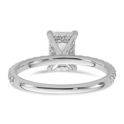 14K White Gold 2 carat Certified Lab Grown Diamond VS/SI+ G+ Emerald Complete Solitaire with Flair Engagement Ring