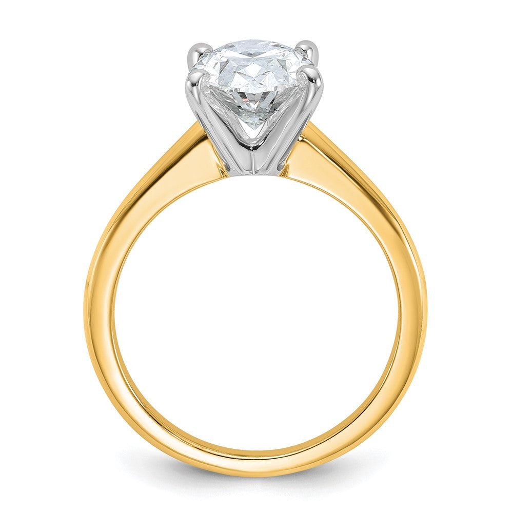 14K Two-Tone Gold 2 1/2 carat Lab Grown Diamond VS+ F+ Oval Complete Solitaire Engagement Ring