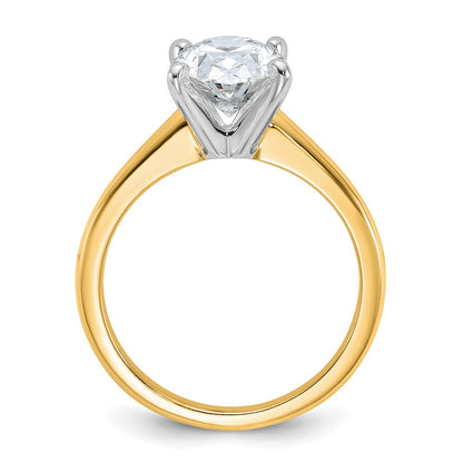 14K Two-Tone Gold 2 1/2 carat Lab Grown Diamond VS+ F+ Oval Complete Solitaire Engagement Ring