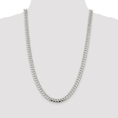 Sterling Silver Rhodium-plated 7.8mm Polished Domed Curb 26 Inch Chain