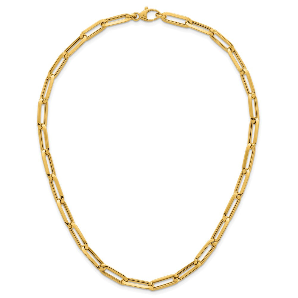 14K Yellow Gold Polished 7mm Paperclip Link Chain 17.5 Inch Necklace