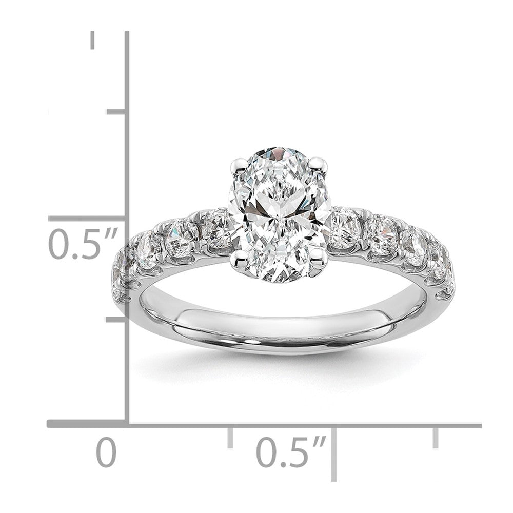 14K White Gold Certified 2 3/4 carat Lab Grown Diamond VS+ F+ Oval Complete Engagement Ring